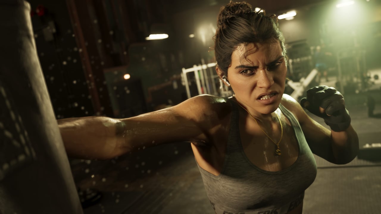 Lucia Caminos boxing in Rockstar Games' official GTA VI promotional image